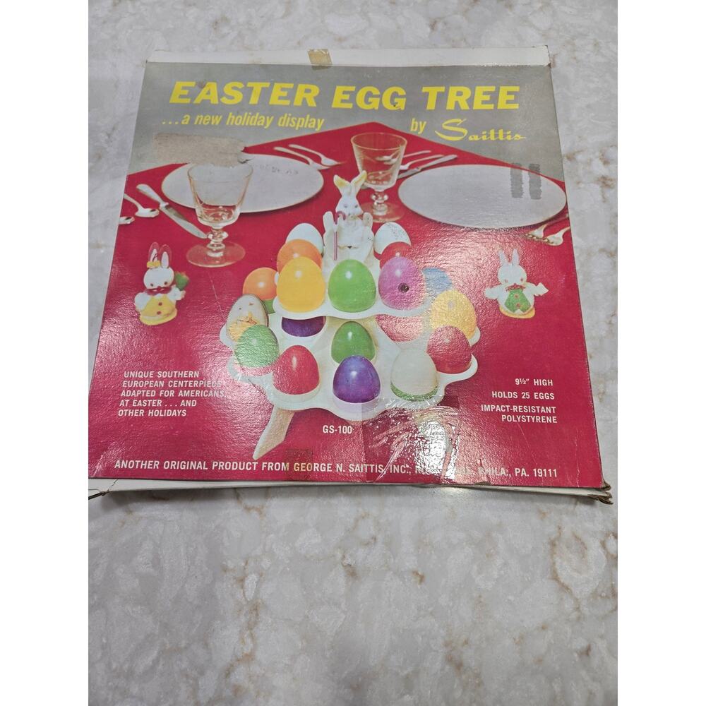 Vintage Easter Egg Tree Original Box Easy Assembly Holds 25 Eggs Holiday Decor